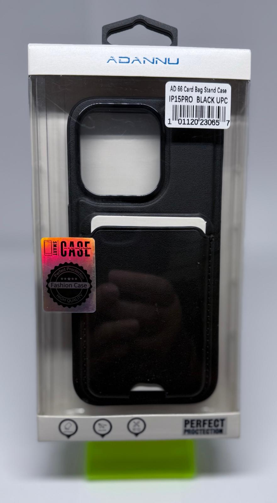 ADANNU CARD STAND CASE FOR IPHONE 15 PRO BLACK