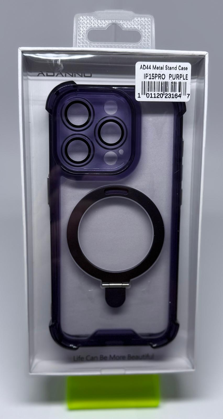 ADANNU METAL STAND CASE FOR IPHONE 15 PRO PURPLE