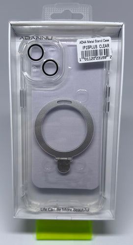ADANNU METAL STAND CASE FOR IPHONE 15 PLUS CLEAR