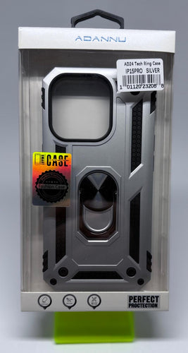 ADANNU TECH RING CASE FOR IPHONE 15 PRO SILVER