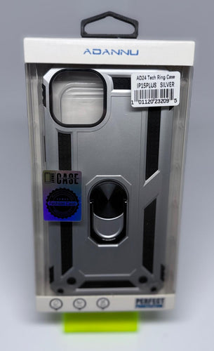 ADANNU TECH RING CASE FOR IPHONE 15 PLUS SILVER