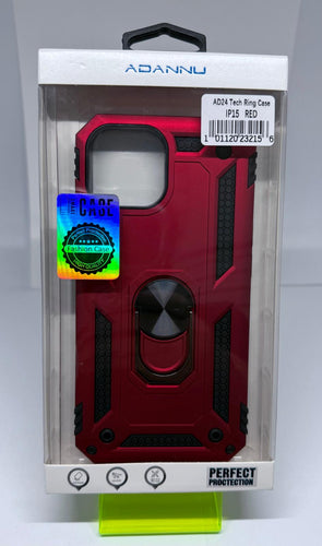 ADANNU  TECH RING CASE FOR IPHONE 15 RED