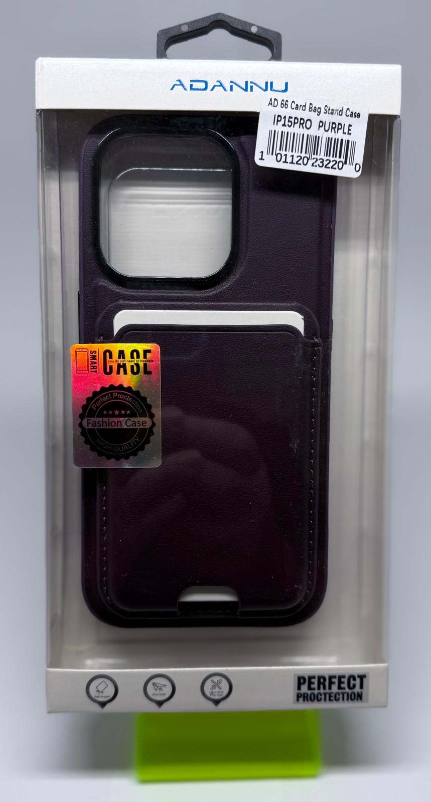 ADANNU CARD STAND CASE FOR IPHONE 15 PRO PURPLE