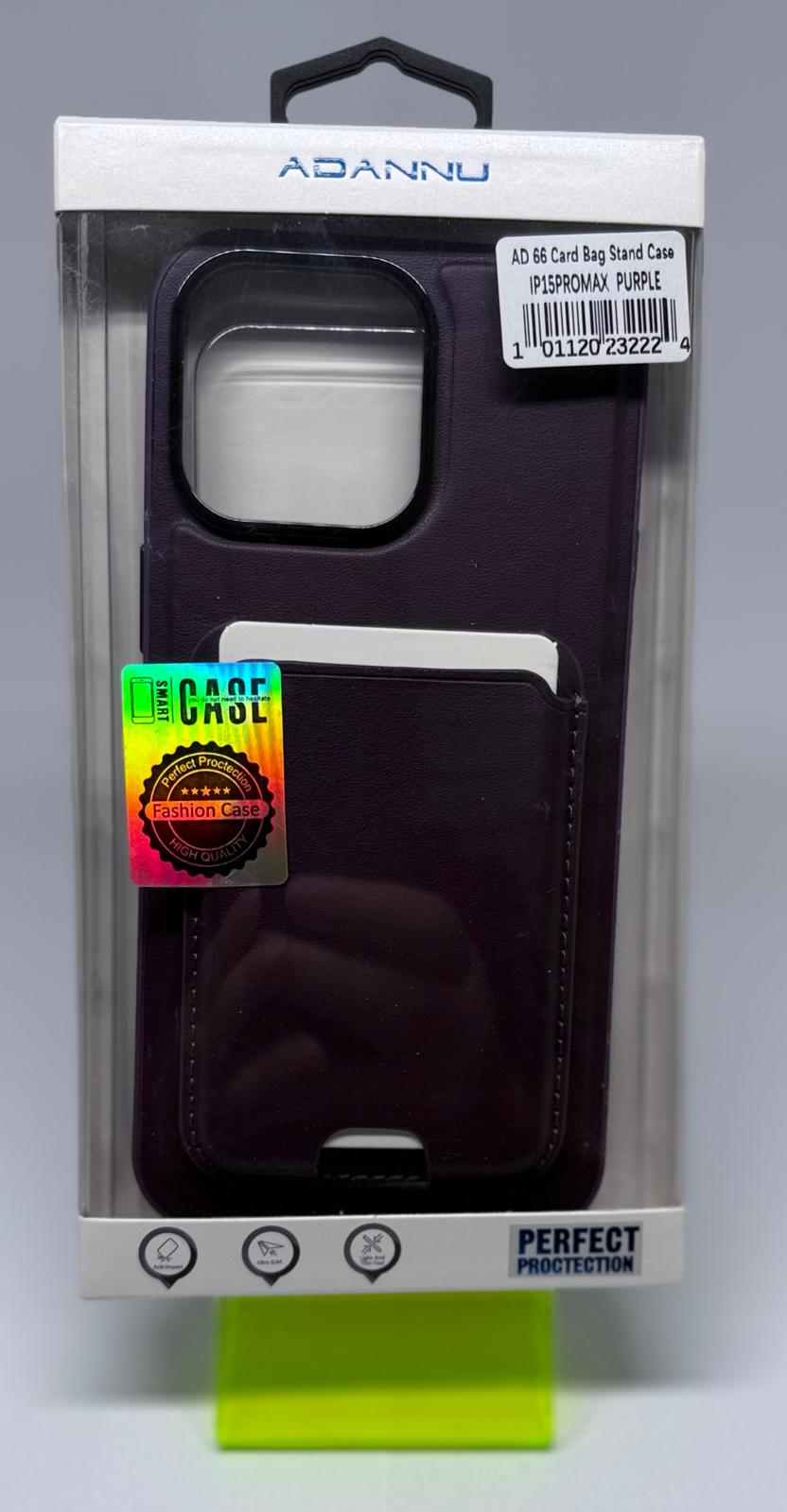 AD66 CARD STAND CASE FOR IPHONE 15 PRO MAX - PURPLE
