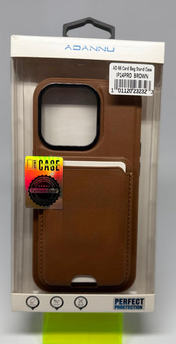 AD66 CARD STAND CASE FOR IPHONE 14 PRO BROWN
