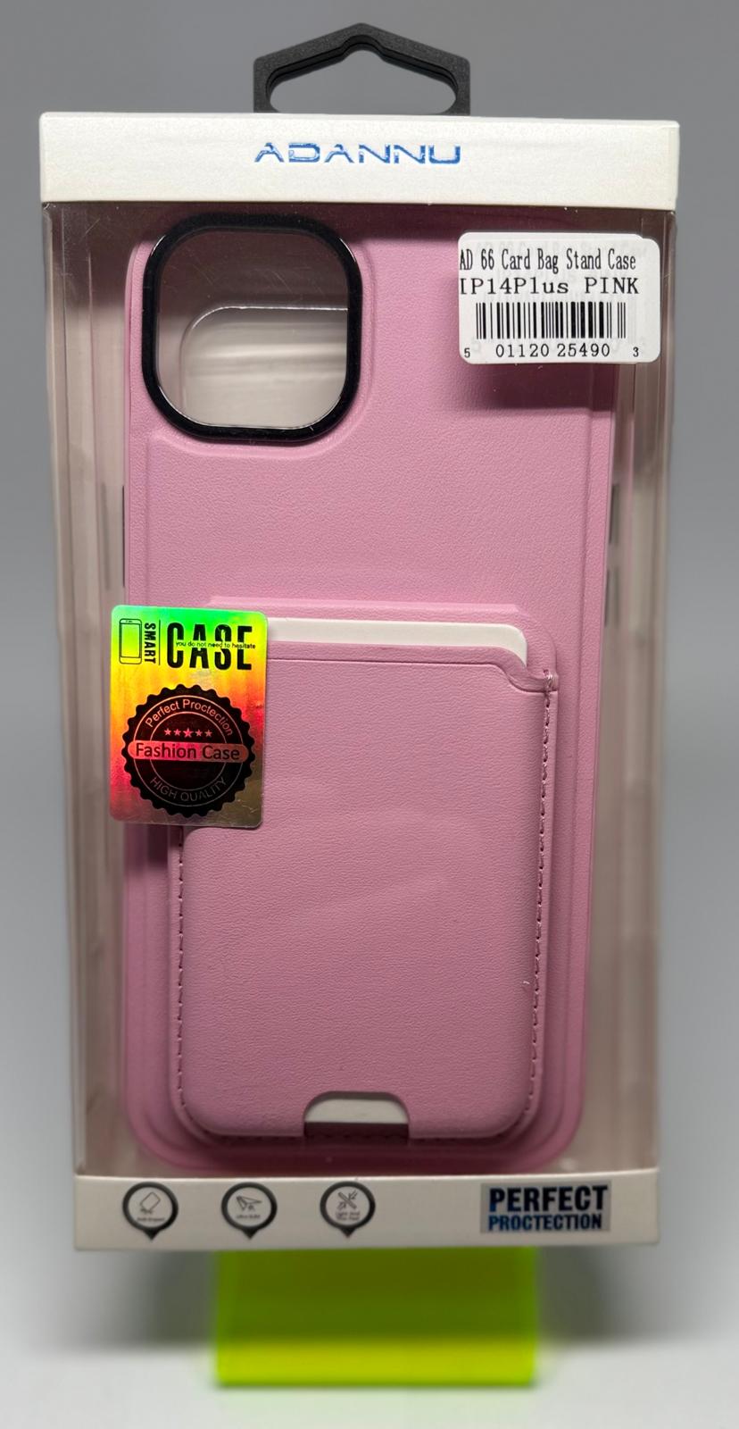 AD66 CARD STAND CASE FOR IPHONE 14 PLUS PINK