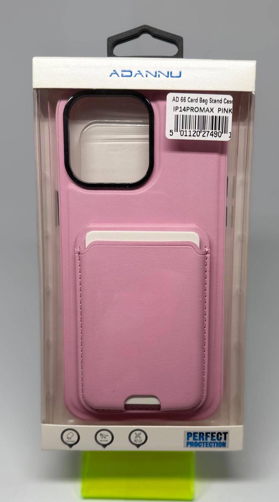 AD66 CARD STAND CASE FOR IPHONE 14 PRO MAX PINK