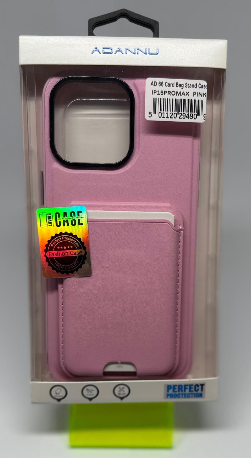 AD66 CARD STAND CASE FOR IPHONE 15 PRO MAX - PINK