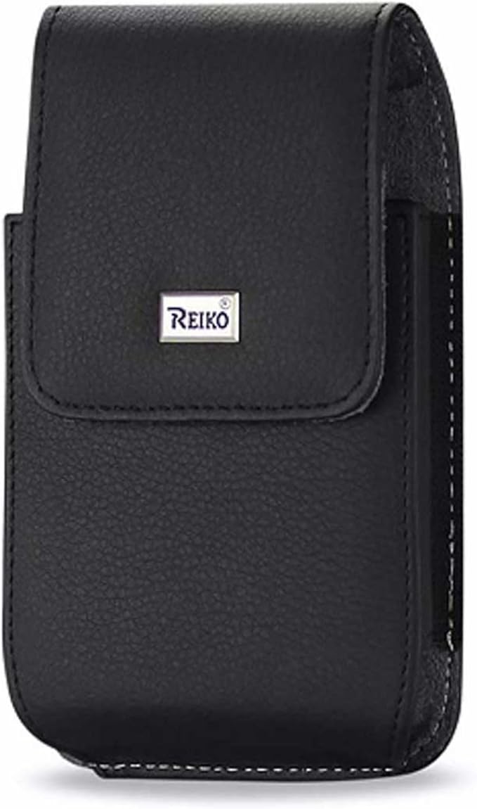 Leather Pouch Reiko Wireless Belt Clip Loop Black Cell Phone case Pouch Universal