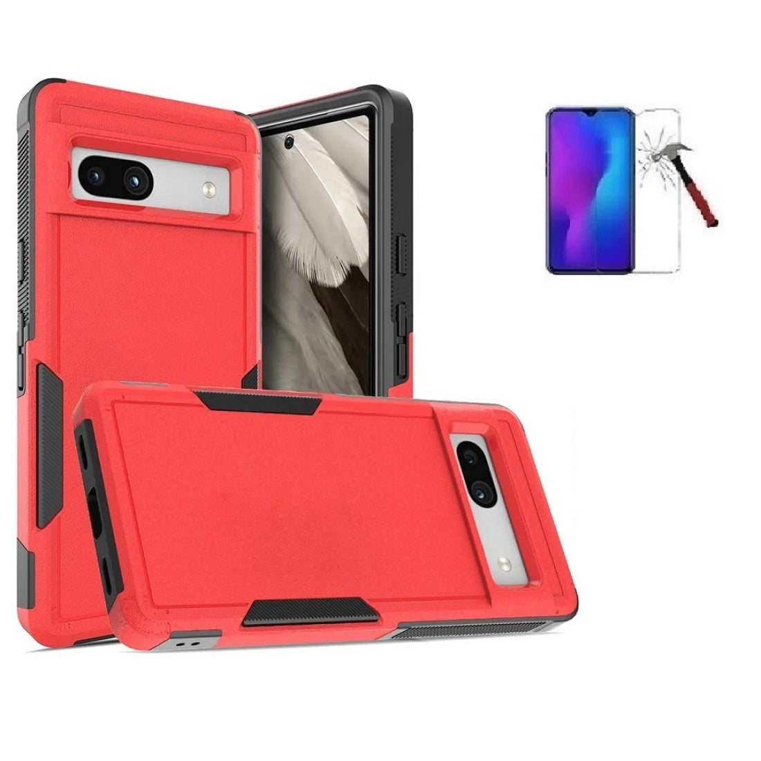 Tough Anti-Slip Hybrid Case - Google Pixel 6A - Red