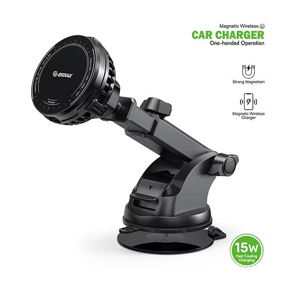 EK-6003BK 15W Cooling Magnetic Wireless Charging Car Mount (12/24)