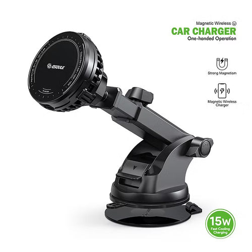 EK-6003BK 15W Cooling Magnetic Wireless Charging Car Mount (12/24)