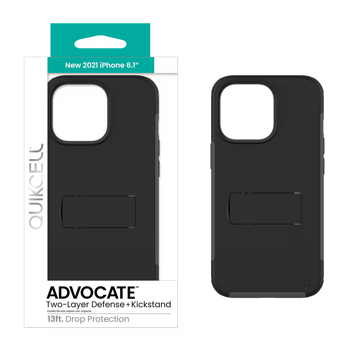 Quikcell Apple iPhone 13 ADVOCATE Dual-layer Kickstand Case Steel Black