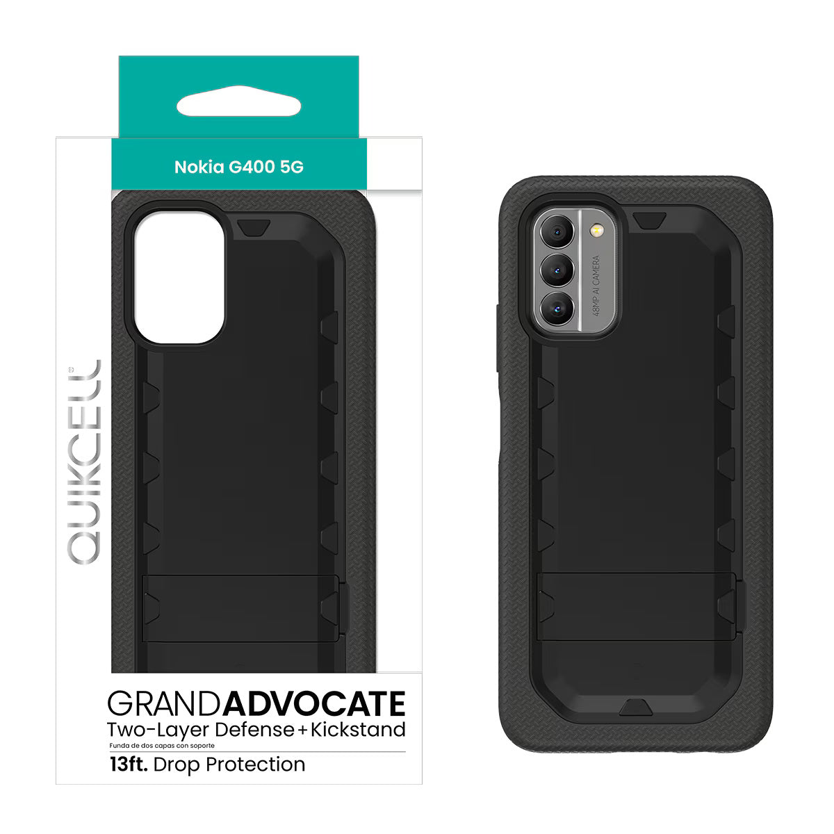Quikcell Nokia G400 5G GRAND ADVOCATE Dual-layer Kickstand Case Armor Black