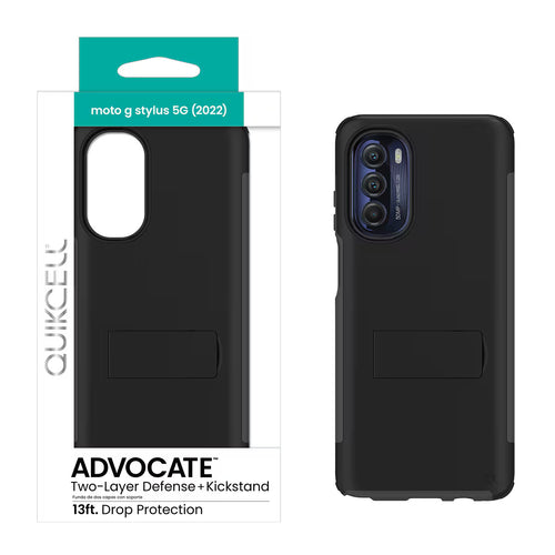Quikcell Moto G Stylus 5G (2022) ADVOCATE Dual-layer Kickstand Case Steel Black