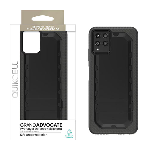 Quikcell T-Mobile REVVL 6 Pro 5G, T-Mobile REVVL 6x PRO 5G GRAND ADVOCATE Dual-layer Kickstand Case Armor Black