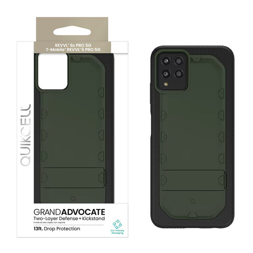 Quikcell T-Mobile REVVL 6 Pro 5G, T-Mobile REVVL 6x PRO 5G GRAND ADVOCATE Dual-layer Kickstand Case Army Green