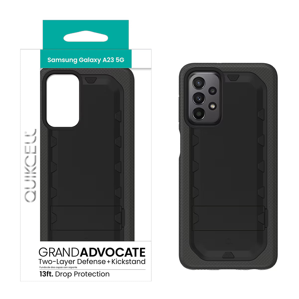 Quikcell Samsung Galaxy A23 5G GRAND ADVOCATE Dual-layer Kickstand Case Armor Black
