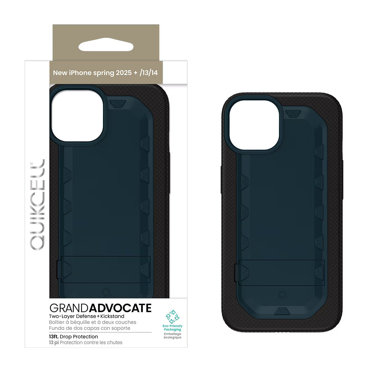 Quikcell Apple iPhone 14, Apple iPhone 16e GRAND ADVOCATE Dual-layer Kickstand Case Navy Blue
