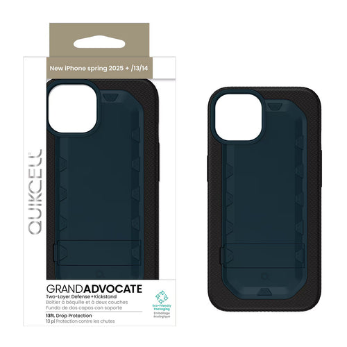 Quikcell Apple iPhone 14, Apple iPhone 16e GRAND ADVOCATE Dual-layer Kickstand Case Navy Blue