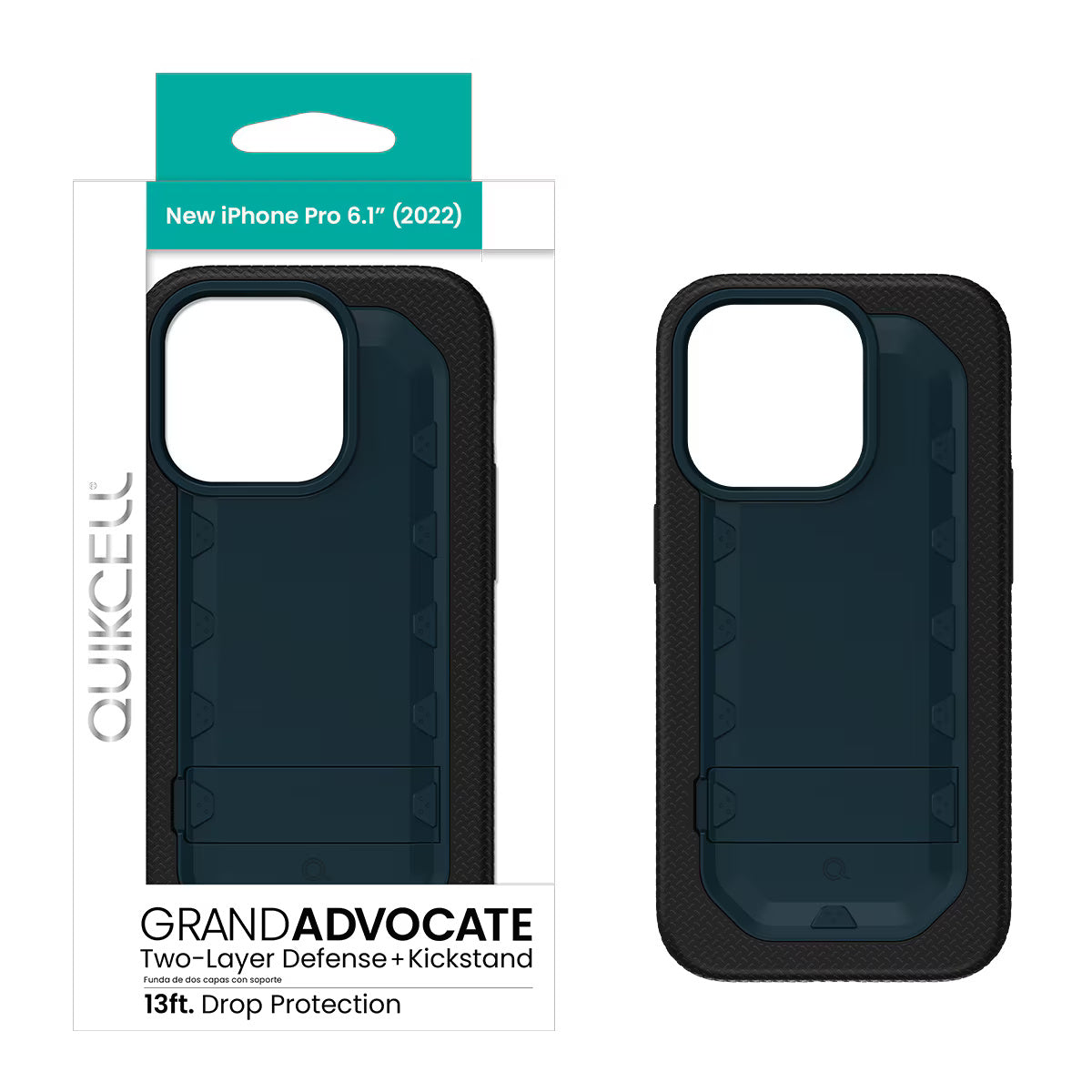 Quikcell Apple iPhone 14 Pro GRAND ADVOCATE Dual-layer Kickstand Case Navy Blue