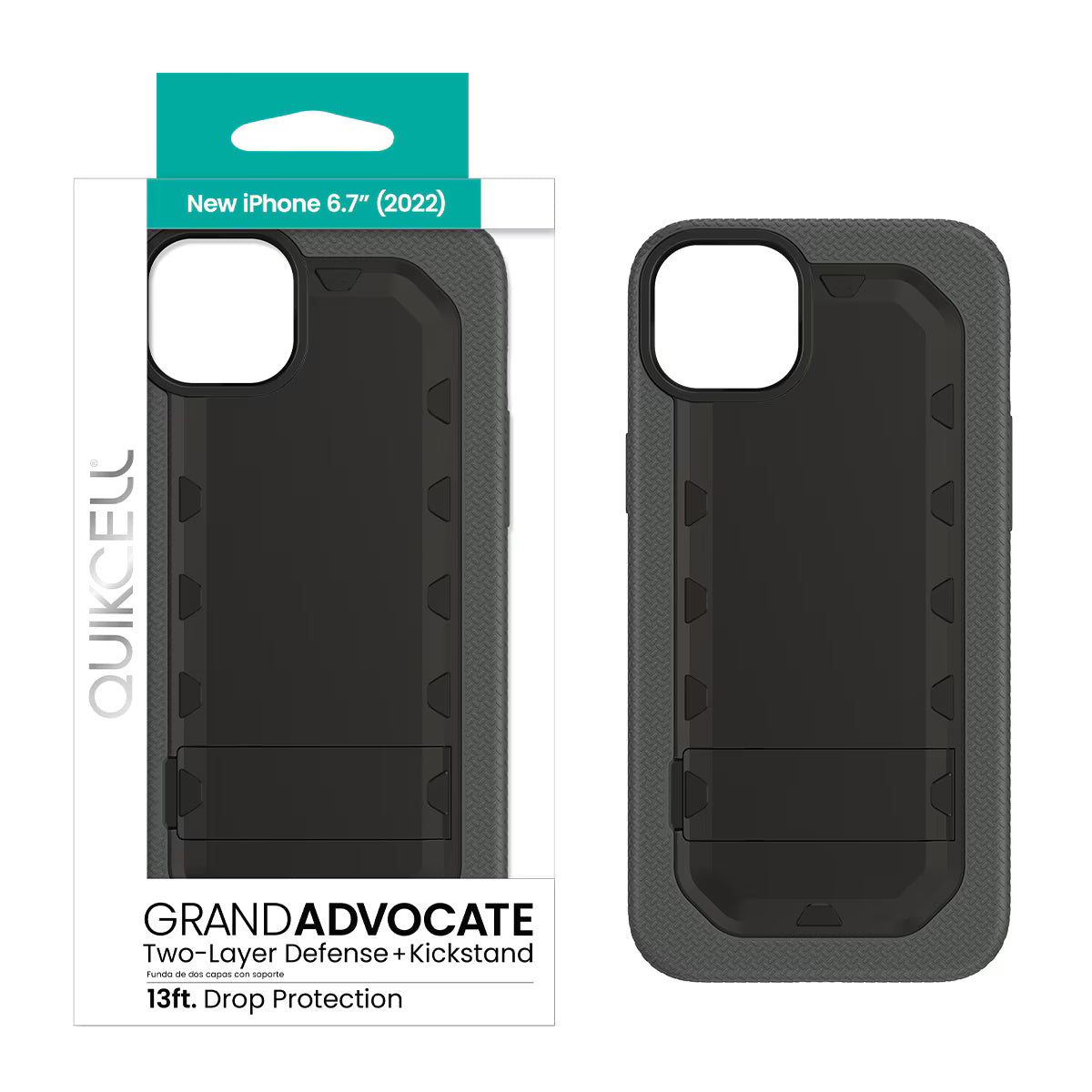 Quikcell Apple iPhone 14 Plus GRAND ADVOCATE Dual-layer Kickstand Case Armor Black