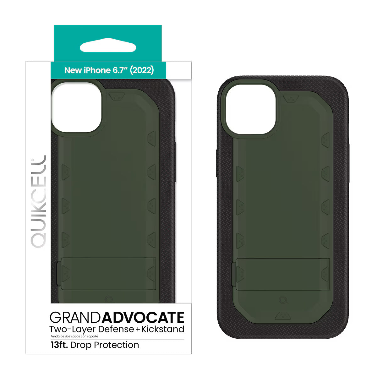 Quikcell Apple iPhone 14 Plus GRAND ADVOCATE Dual-layer Kickstand Case Army Green