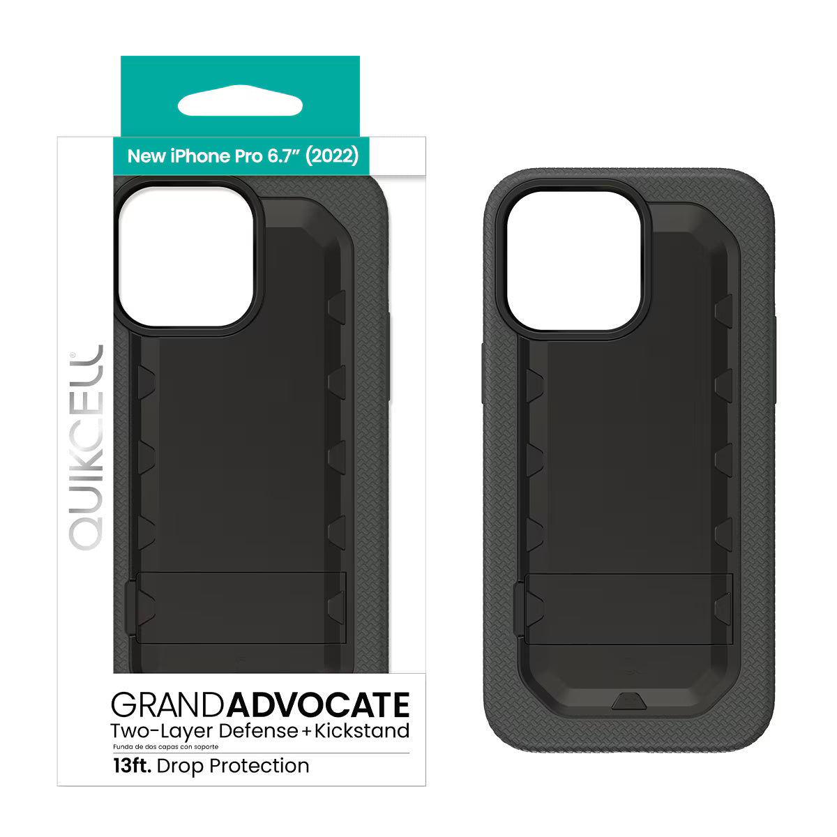 Quikcell Apple iPhone 14 Pro Max GRAND ADVOCATE Dual-layer Kickstand Case Armor Black