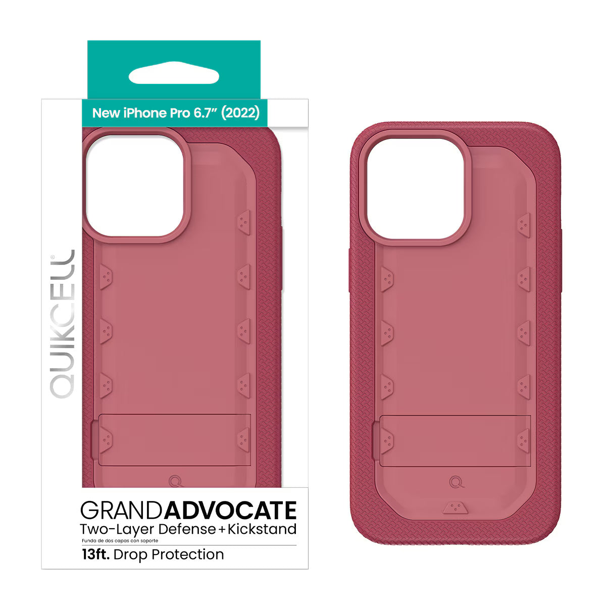 Quikcell Apple iPhone 14 Pro Max GRAND ADVOCATE Dual-layer Kickstand Case Desert Pink