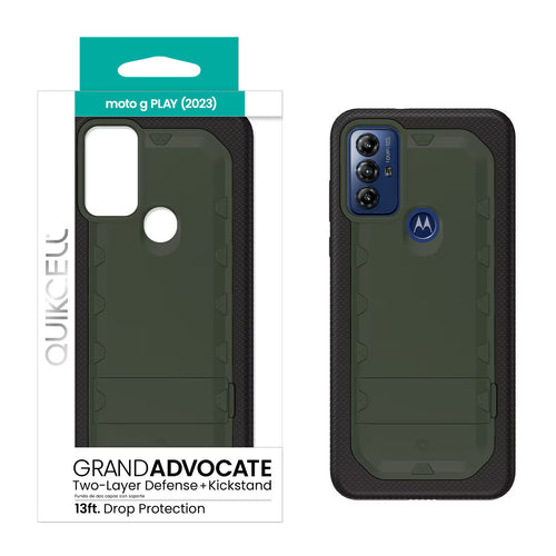 Quikcell Moto G PLAY 2023 GRAND ADVOCATE Dual-layer Kickstand Case Army Green