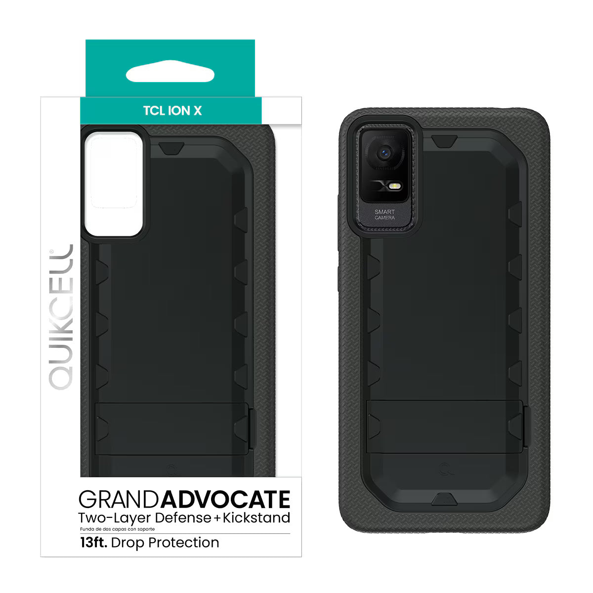Quikcell TCL ION X GRAND ADVOCATE Dual-layer Kickstand Case Armor Black