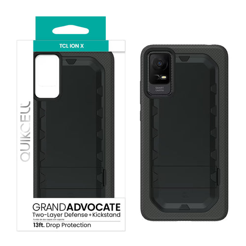 Quikcell TCL ION X GRAND ADVOCATE Dual-layer Kickstand Case Armor Black