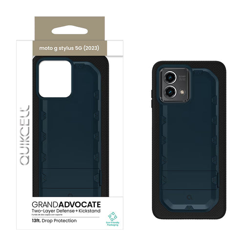 Quikcell Moto G Stylus 5G (2023) GRAND ADVOCATE Dual-layer Kickstand Case Navy Blue