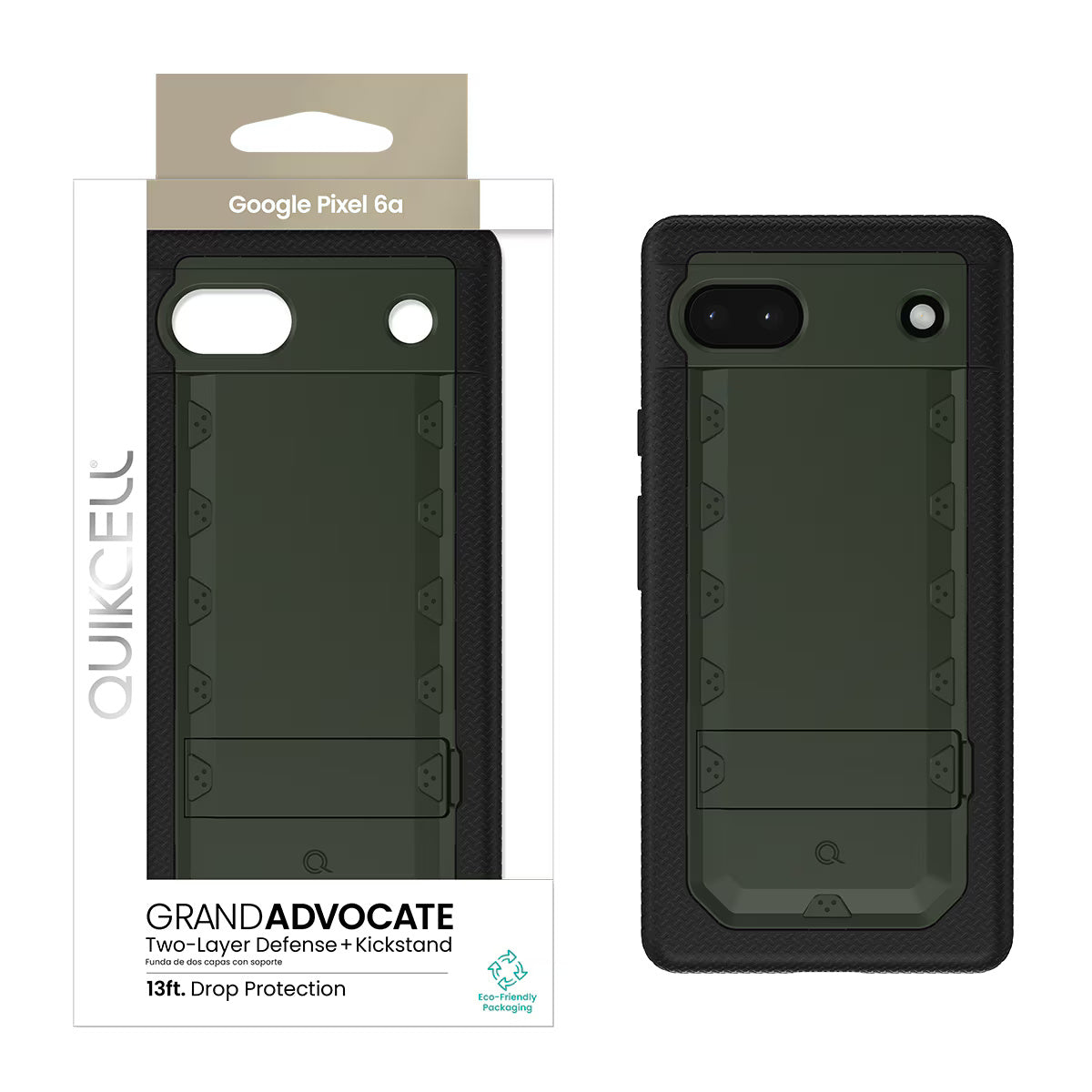 Quikcell Google Pixel 6a GRAND ADVOCATE Dual-layer Kickstand Case Army Green