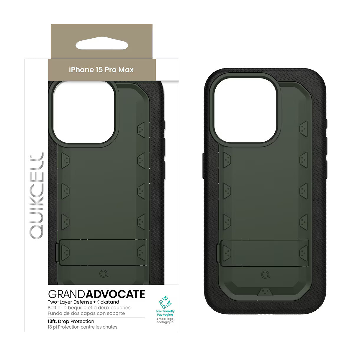 Quikcell Apple iPhone 15 Pro Max GRAND ADVOCATE Dual-layer Kickstand Case Army Green
