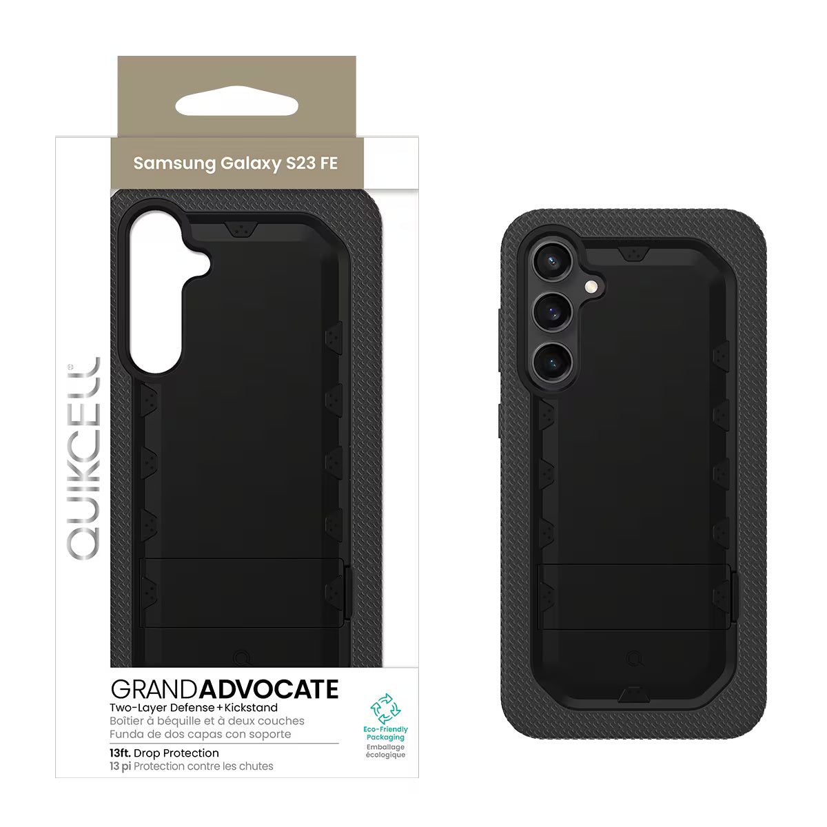 Quikcell Samsung Galaxy S23 FE GRAND ADVOCATE Dual-layer Kickstand Case Armor Black