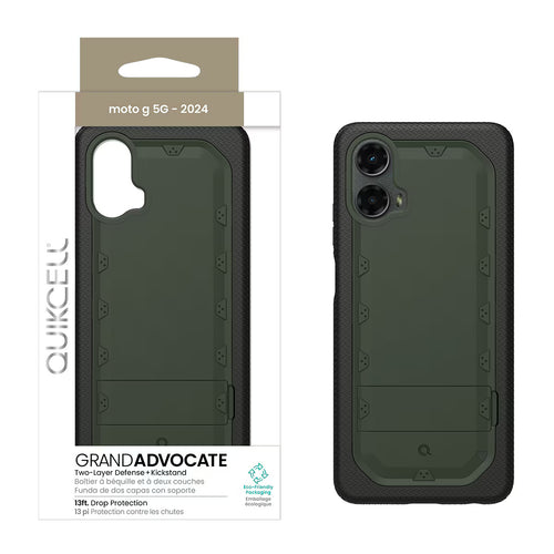 Quikcell Moto G 5G (2024) GRAND ADVOCATE Dual-layer Kickstand Case Army Green