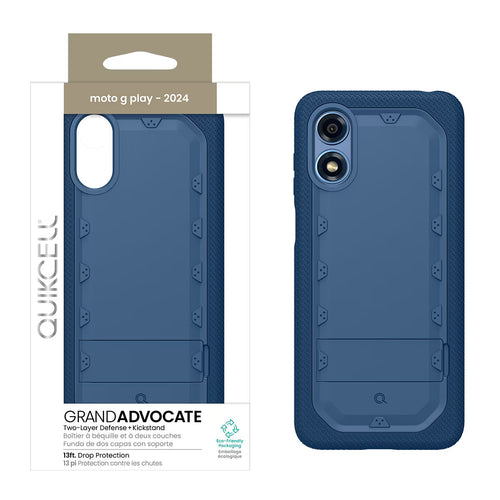 Quikcell Moto G Play - 2024 GRAND ADVOCATE Dual-layer Kickstand Case Caspian Blue