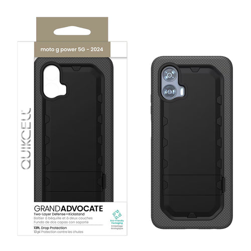 Quikcell Moto G Power 5G (2024) GRAND ADVOCATE Dual-layer Kickstand Case Armor Black