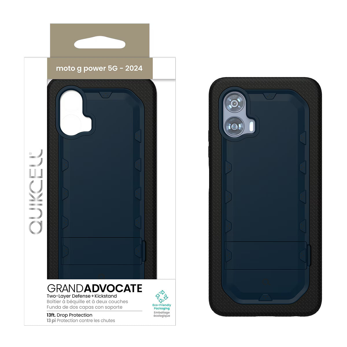 Quikcell Moto G power 5G (2024) GRAND ADVOCATE Dual-layer Kickstand Case Navy Blue