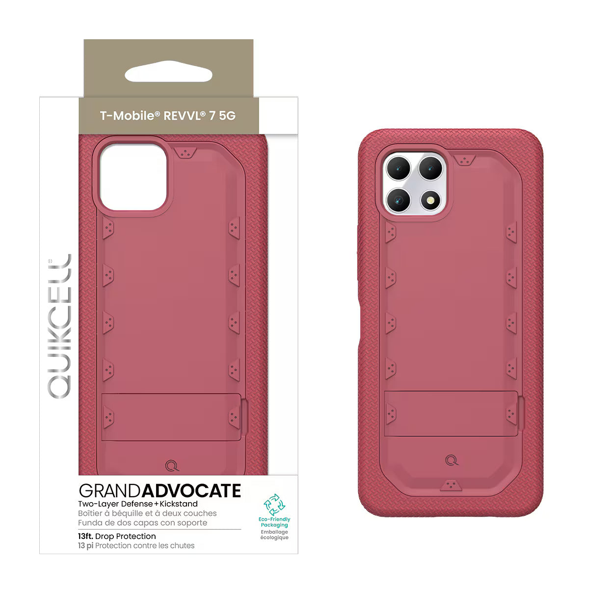 Quikcell T-Mobile REVVL 7 5G GRAND ADVOCATE Dual-layer Kickstand Case Desert Pink
