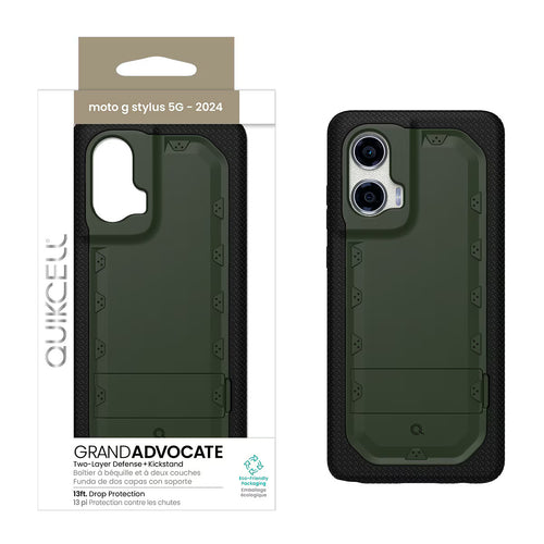 Quikcell Moto G Stylus 5G (2024) GRAND ADVOCATE Dual-layer Kickstand Case Army Green