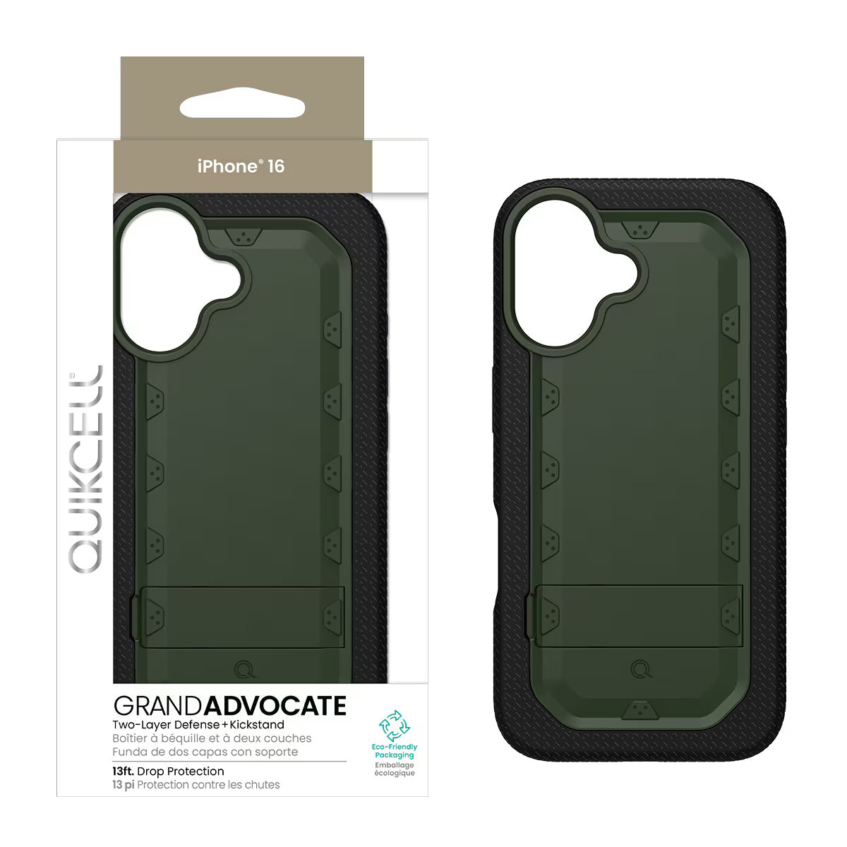 Quikcell Apple iPhone 16 GRAND ADVOCATE Dual-layer Kickstand Case Army Green