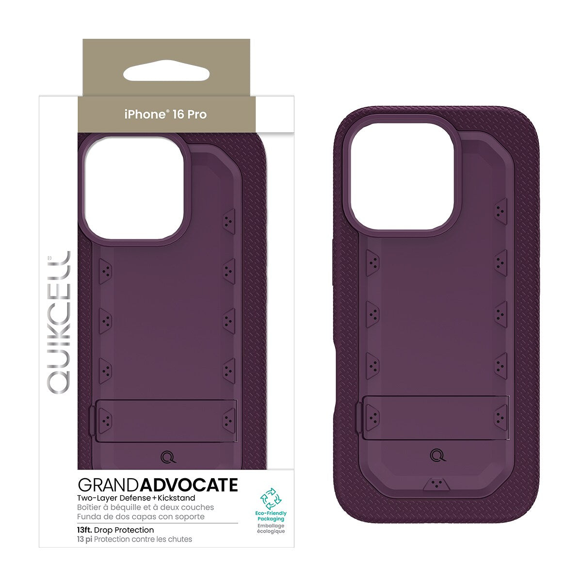 Quikcell Apple iPhone 16 Pro GRAND ADVOCATE Dual-layer Kickstand Case Royal Purple