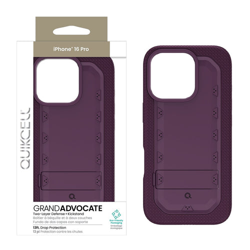 Quikcell Apple iPhone 16 Pro GRAND ADVOCATE Dual-layer Kickstand Case Royal Purple