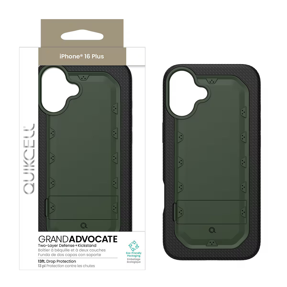 Quikcell Apple iPhone 16 Plus GRAND ADVOCATE Dual-layer Kickstand Case Army Green