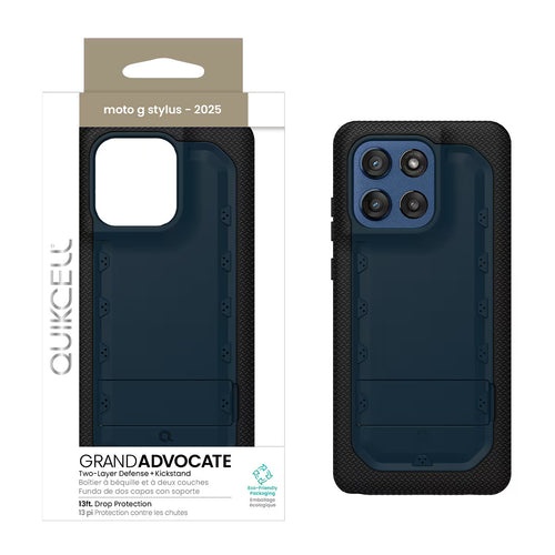 Quikcell moto g stylus - 2025 GRAND ADVOCATE Dual-layer Kickstand Case Navy Blue