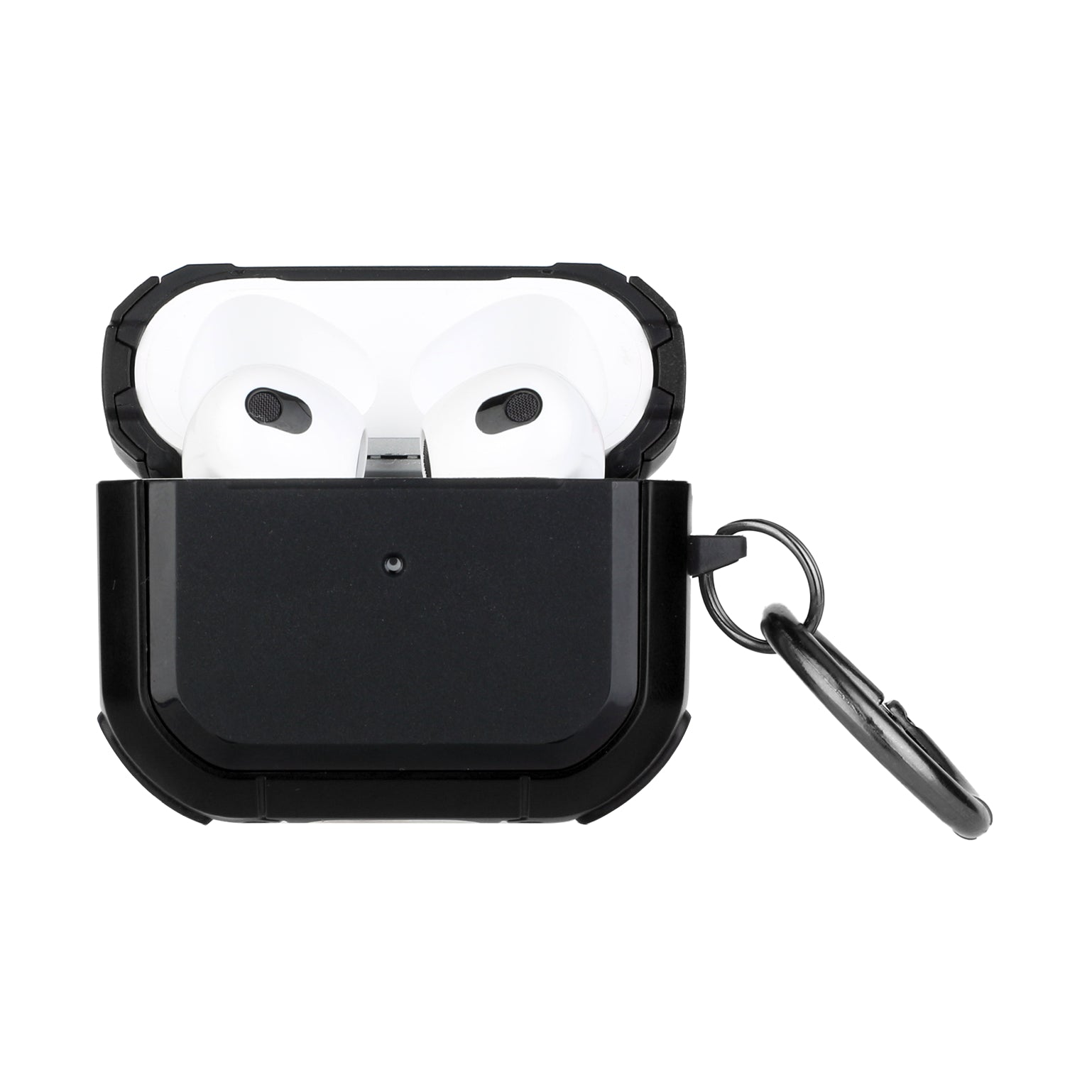 AirPods 3 Premium Rugged ShockProof Hybrid With Metal Hook Case Cover- Black+Black
