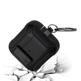 AirPods 1/2 Switch Closure Premium Ultra ShockProof Hybrid With Metal Hook Case Cover - Black+Black