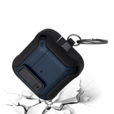 AirPods 1/2 Switch Closure Premium Ultra ShockProof Hybrid With Metal Hook Case Cover - Black+Blue